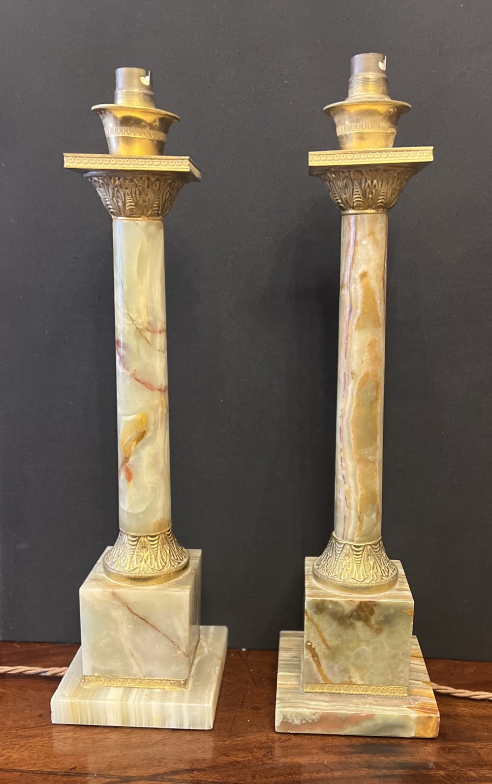 Pair of table lamps onyx and ormolu 