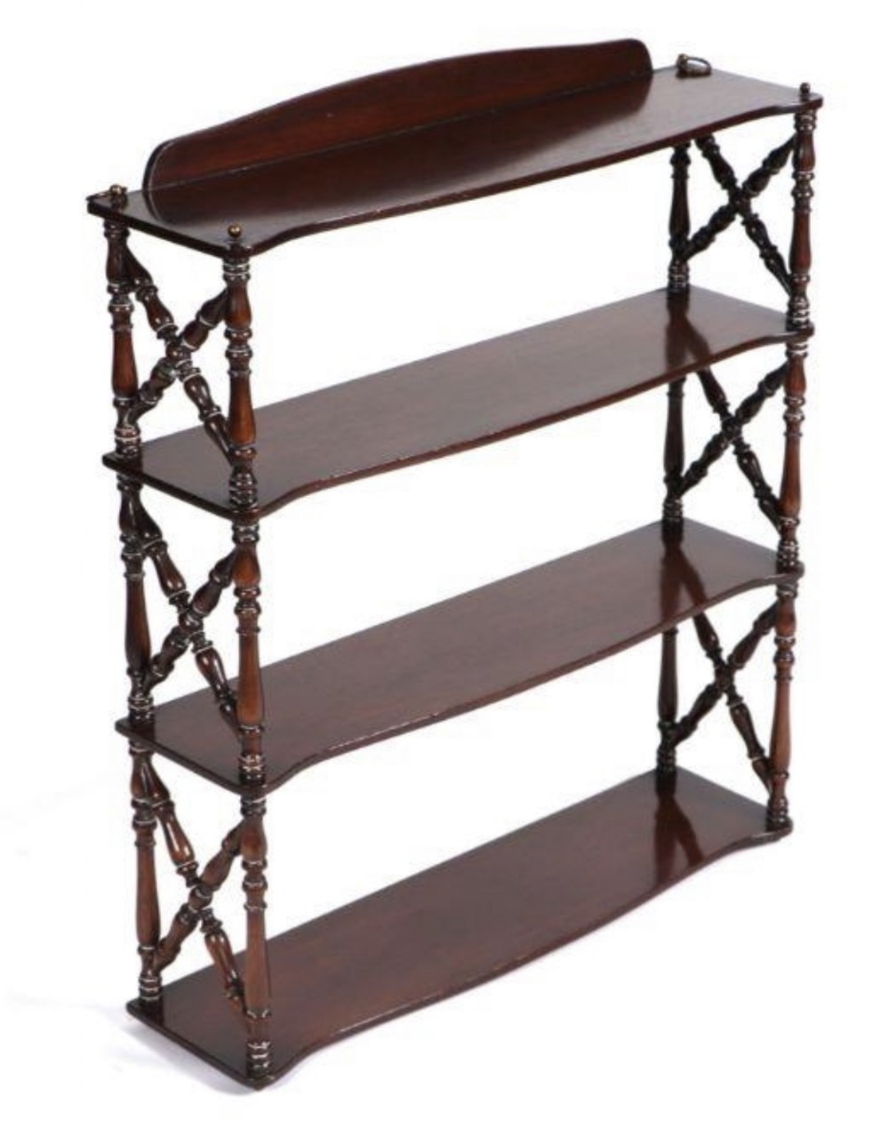 Set of wall shelves with x framed sides 