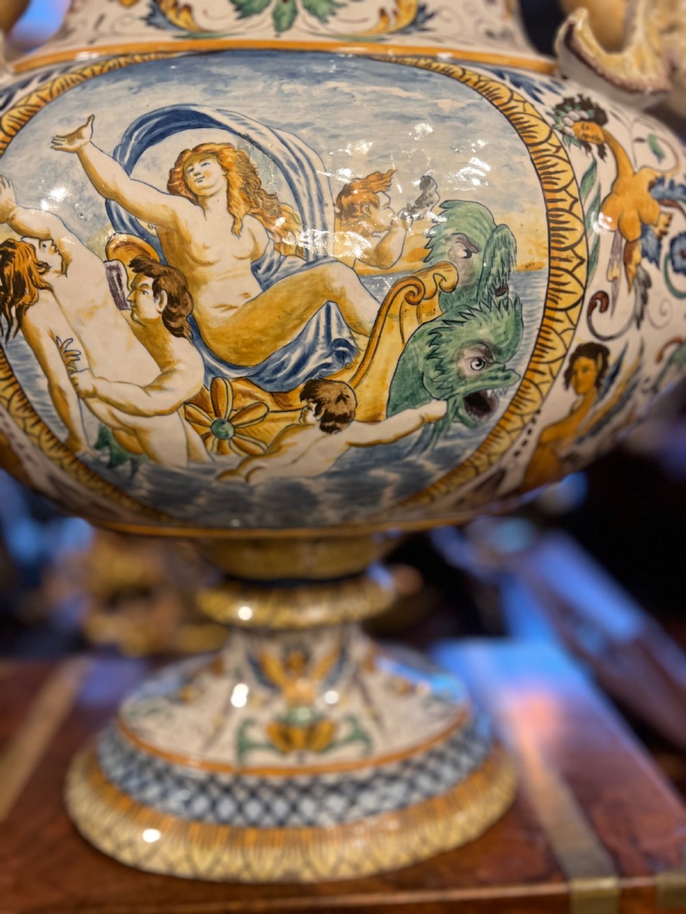 Monumental maiolica vase depicting the birth of Venus  View VII