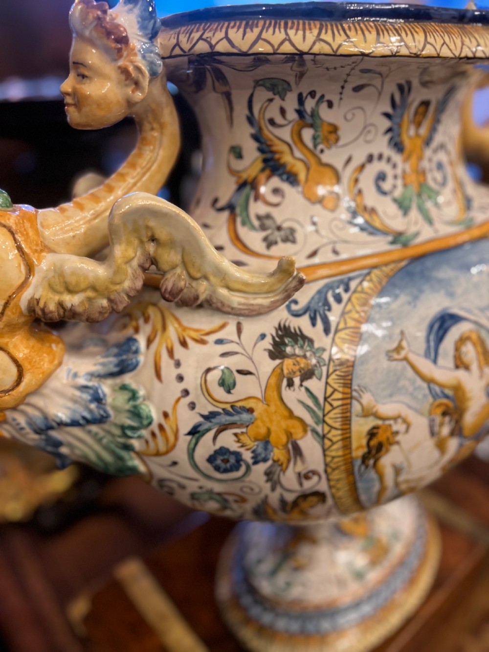 Monumental maiolica vase depicting the birth of Venus  View VIII