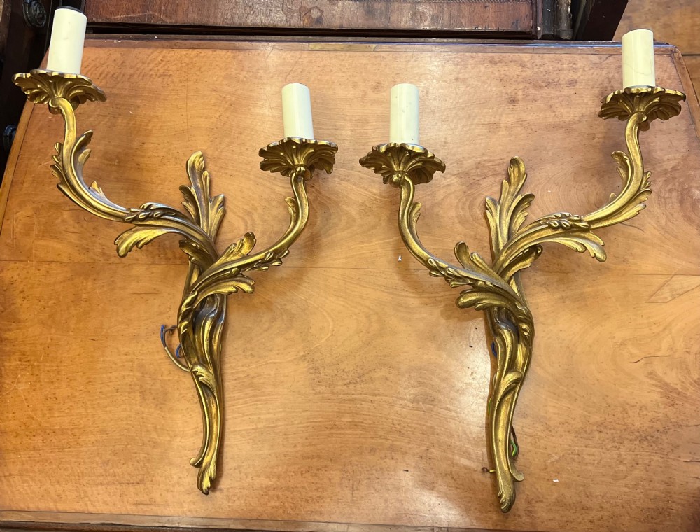 Pair of rococo brass wall lights  View II