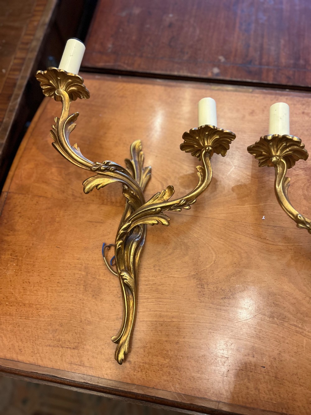 Pair of rococo brass wall lights  View III