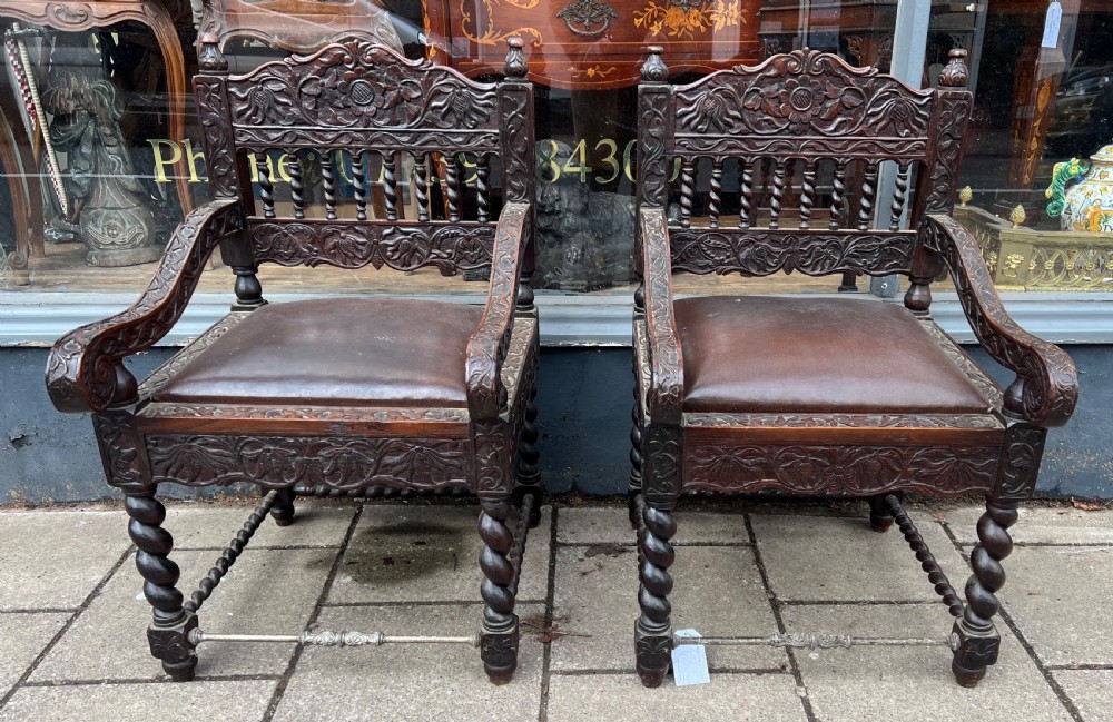Pair of Dutch colonial chairs Batavia C1680-1720  View II