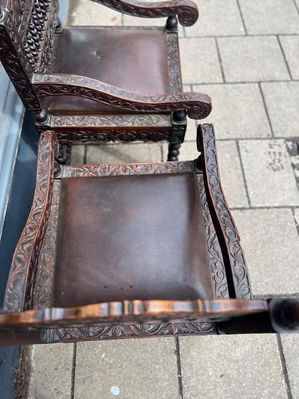 Pair of Dutch colonial chairs Batavia C1680-1720  View VIII