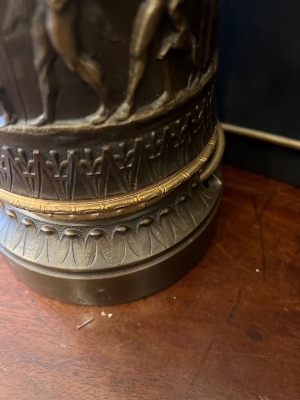C19th pair of grand tour bronze and ormolu lamps  View II