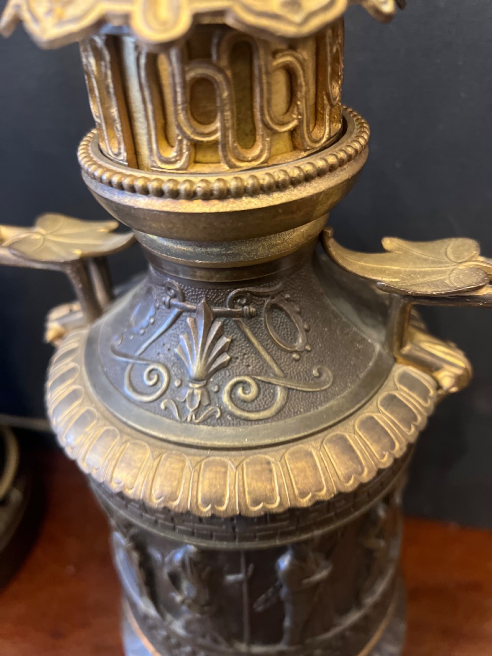 C19th pair of grand tour bronze and ormolu lamps  View IV