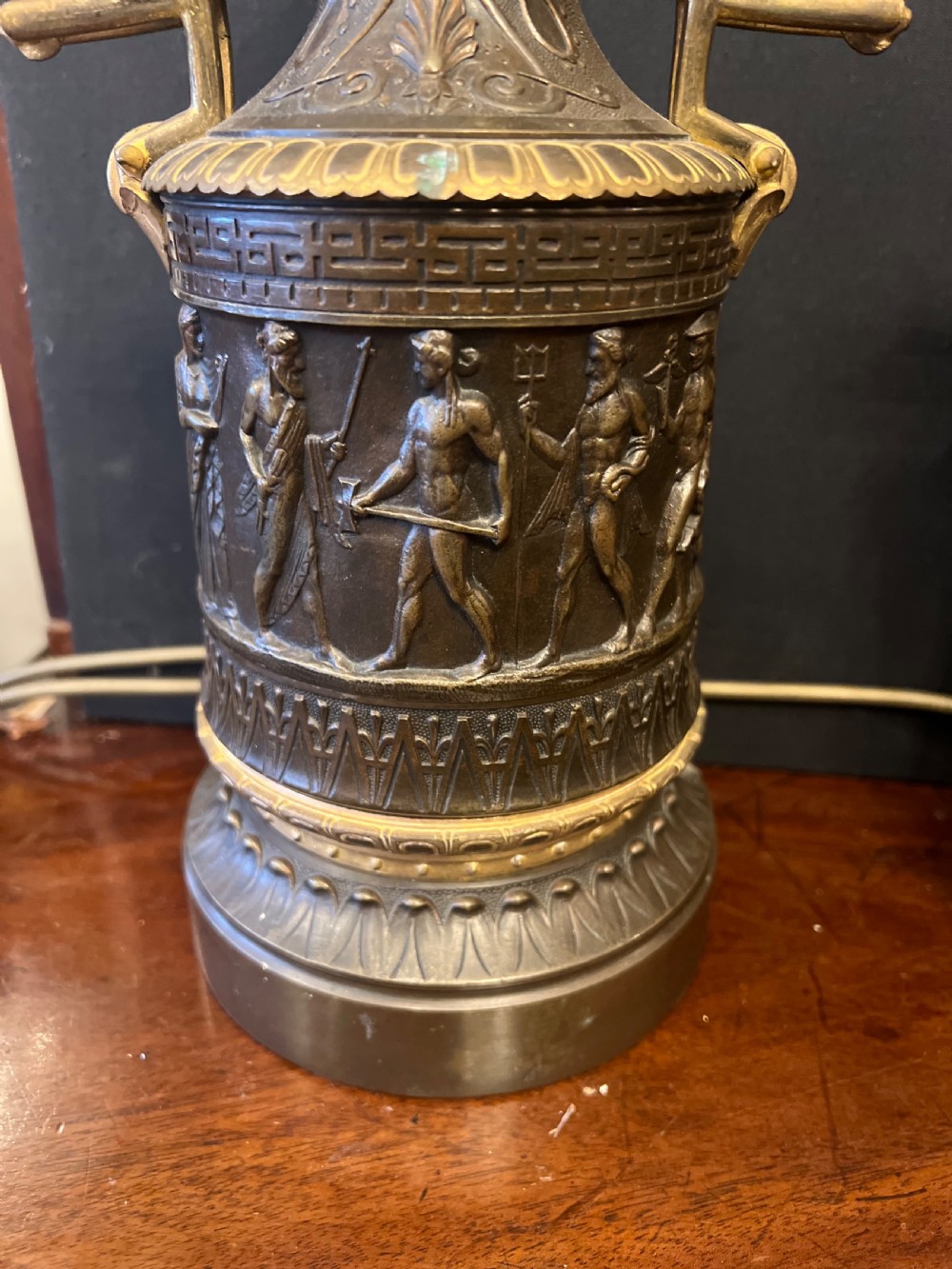 C19th pair of grand tour bronze and ormolu lamps  View XII