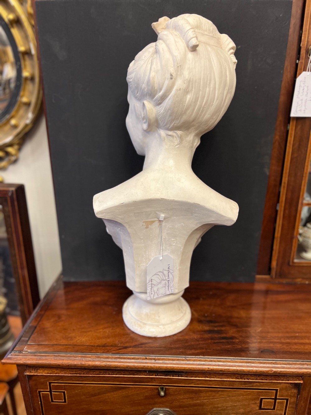 C1900 French plaster bust of a young woman signed  View VIII