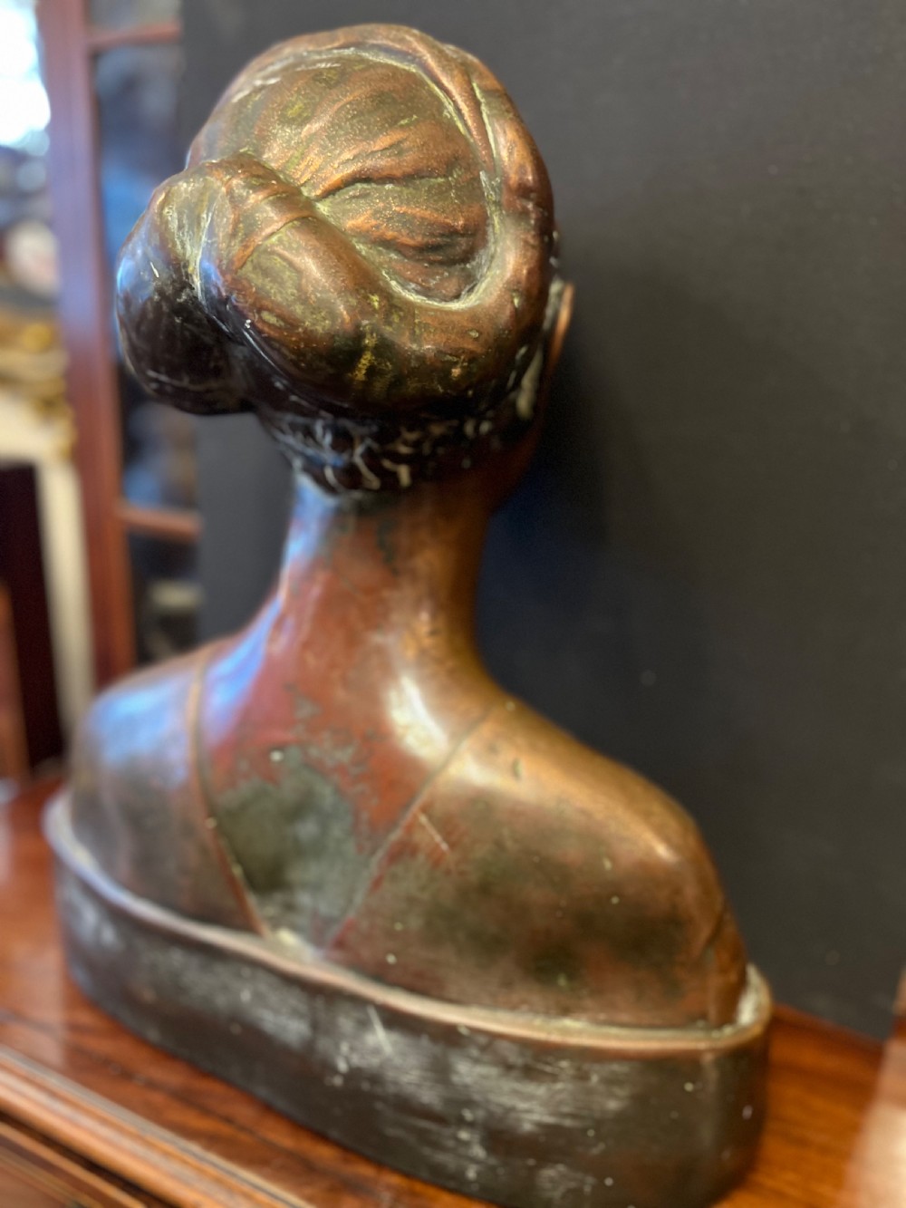 C19th copper bust of a renaissance princess View VI