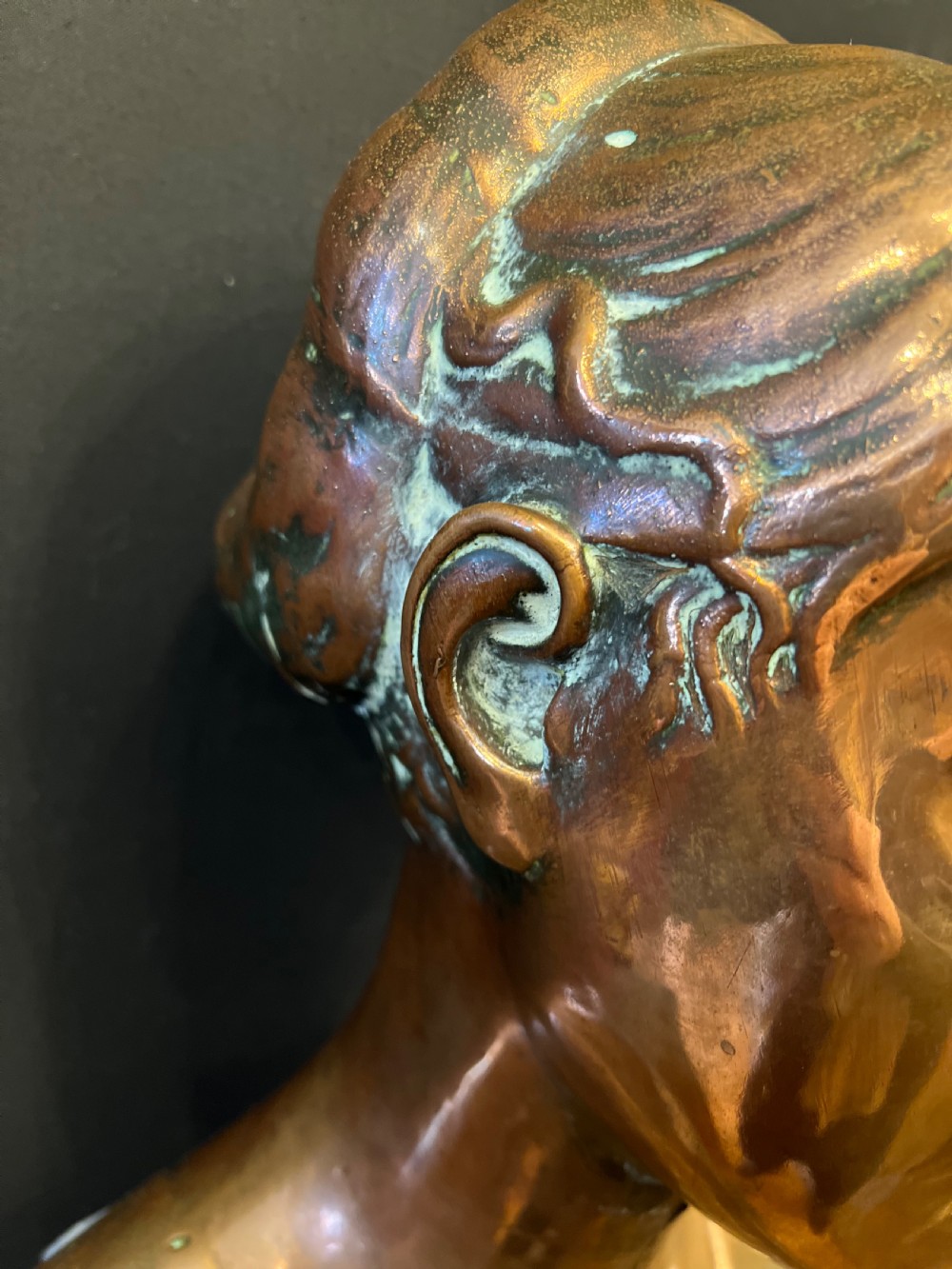 C19th copper bust of a renaissance princess View X