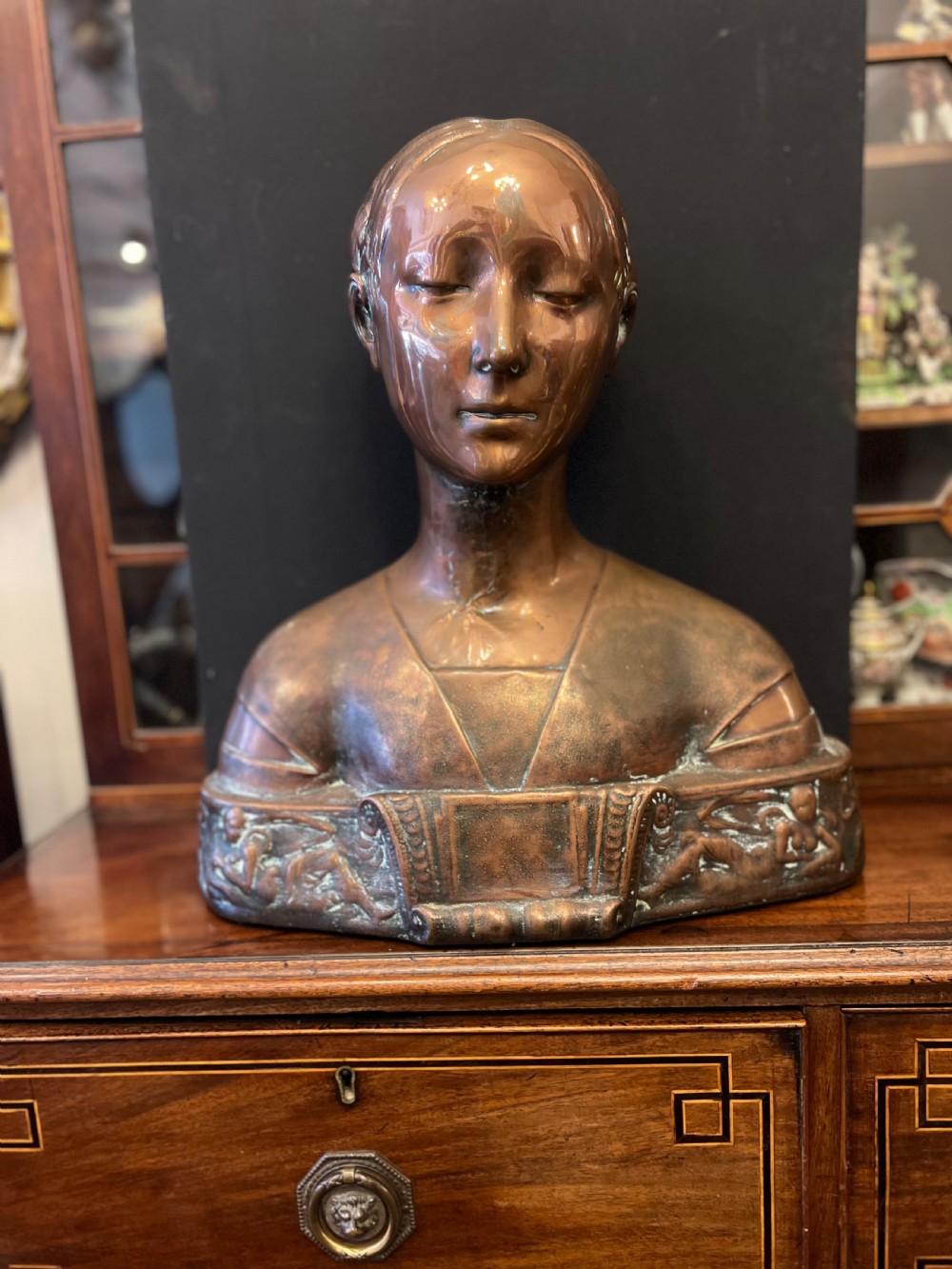C19th copper bust of a renaissance princess View XV