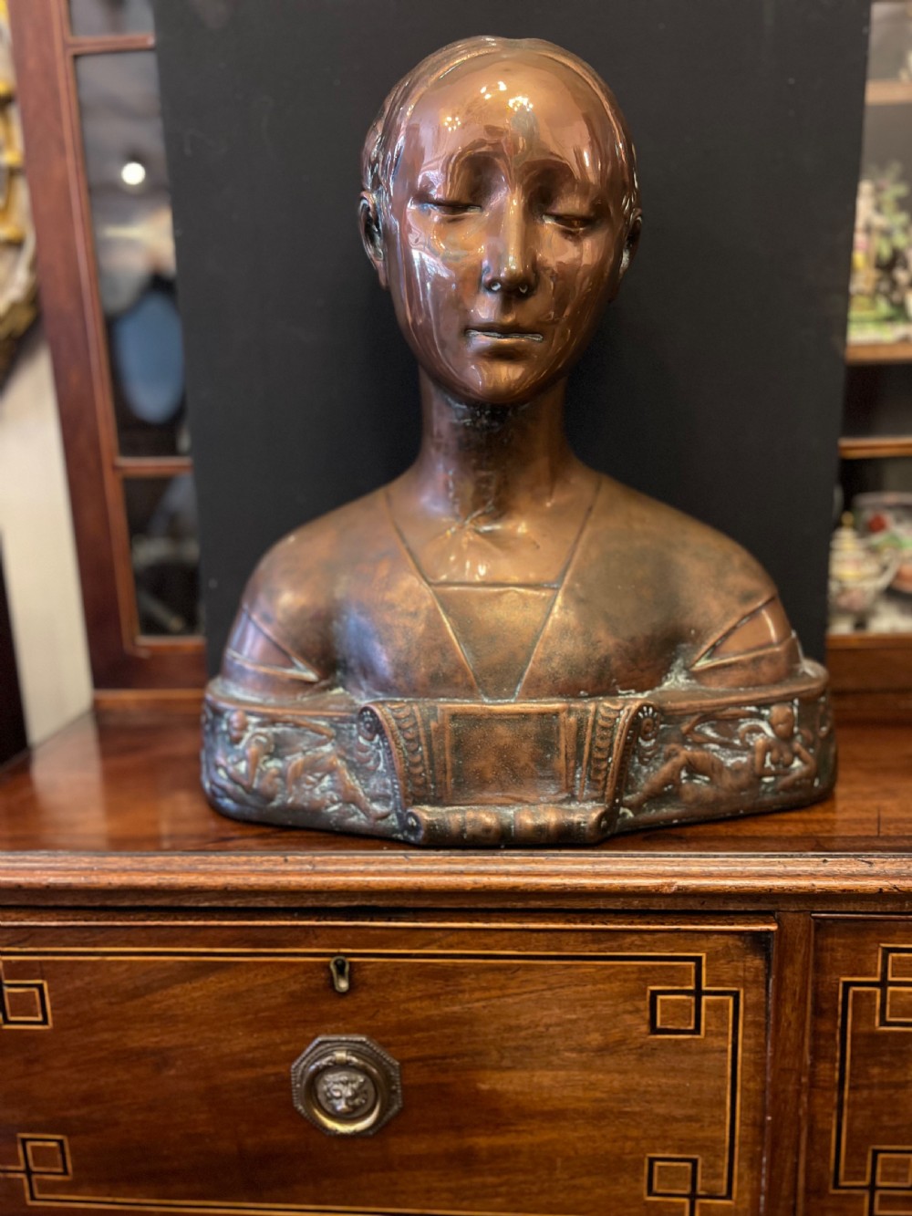 C19th copper bust of a renaissance princess View XVI