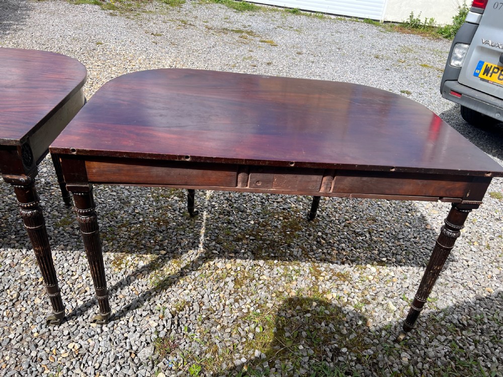 A pair of c1800 D end tables with ribbon swag carving and paterae View XIX
