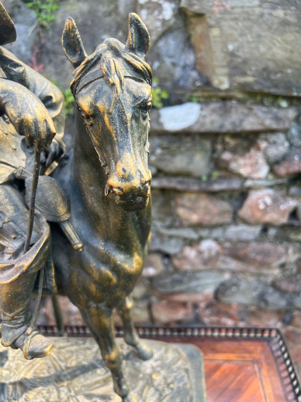 Edwardian spelter table lamp modelled of sancho Panza on horseback View III