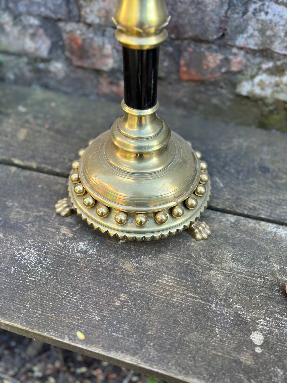 C19th reformed gothic brass and wood crucifix View III