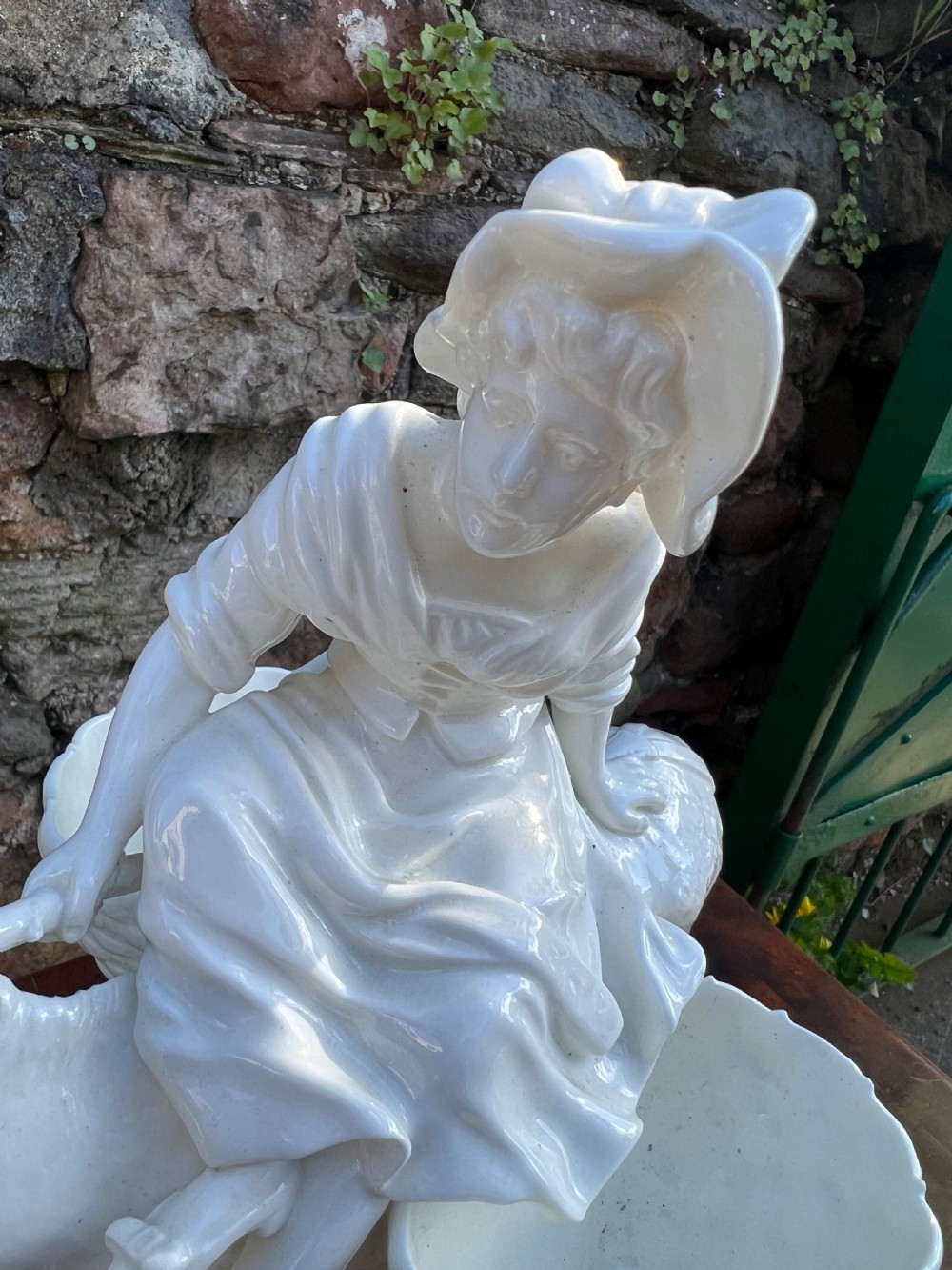 Pair of porcelain figures by moore bros, depicting a man and a woman riding donkeys  View IV