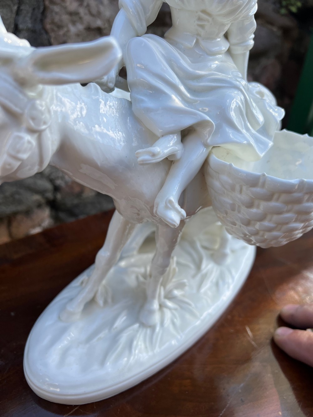 Pair of porcelain figures by moore bros, depicting a man and a woman riding donkeys  View VII