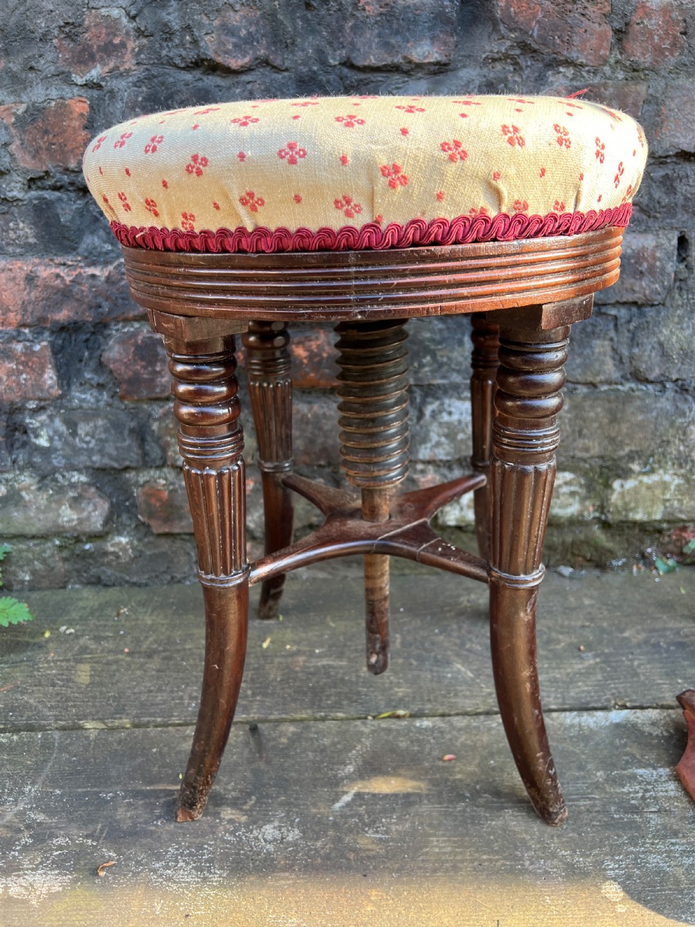 Mahogany revolving stool in the manner of gillows 