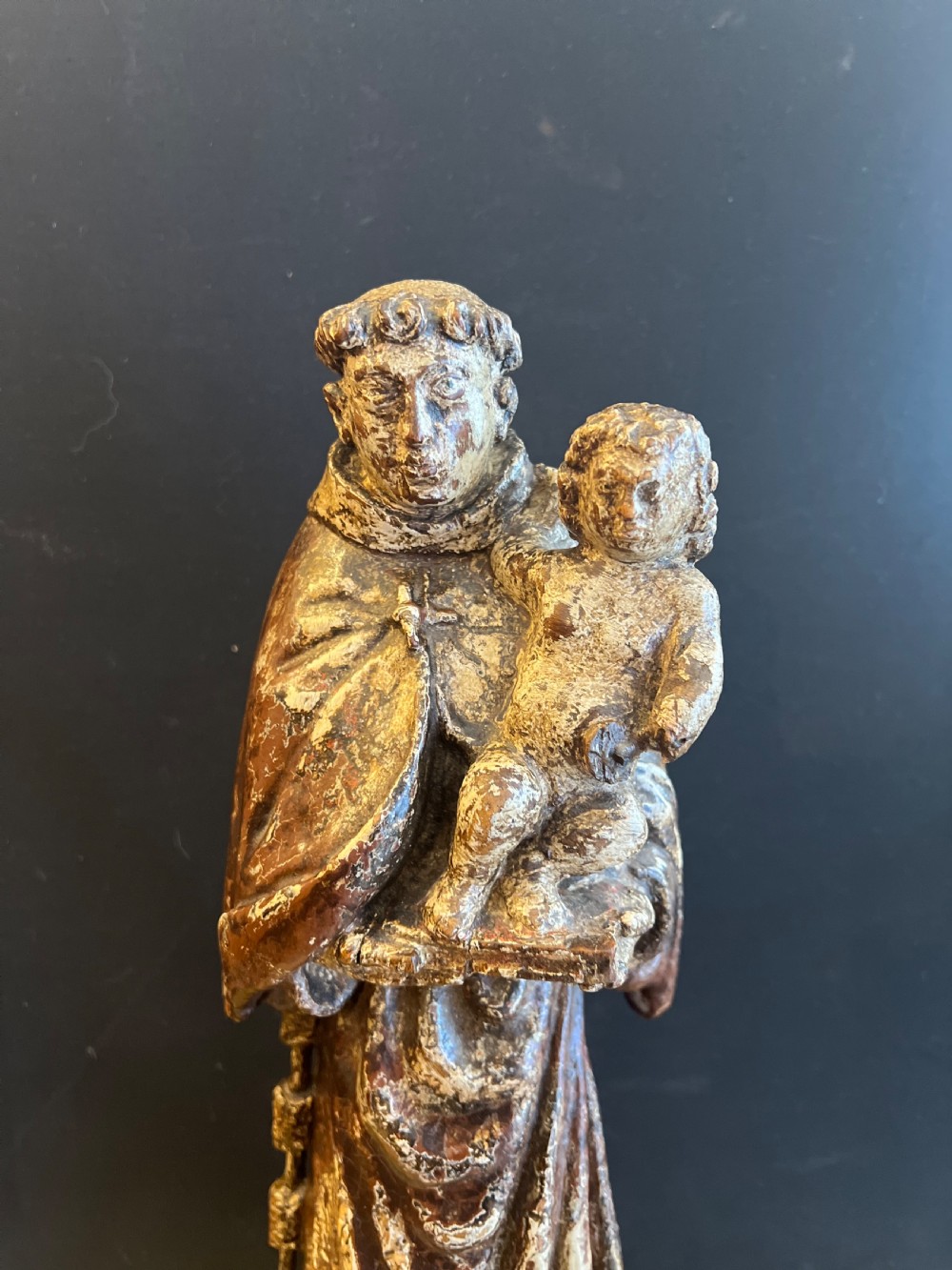 C18th carved polychrome figure of St Anthony of Lisbon  View II