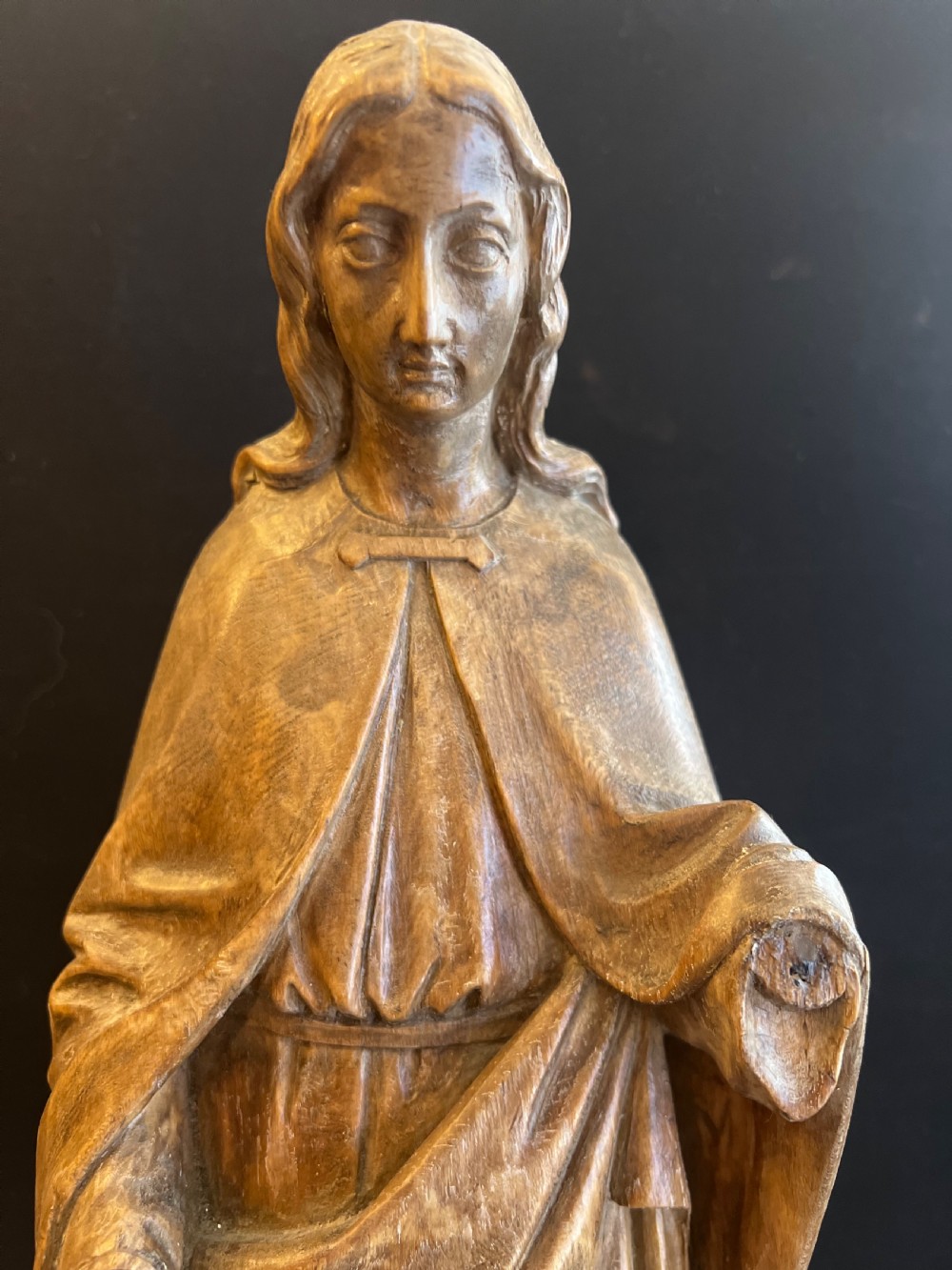 C18th carved wood figure of Mary View II