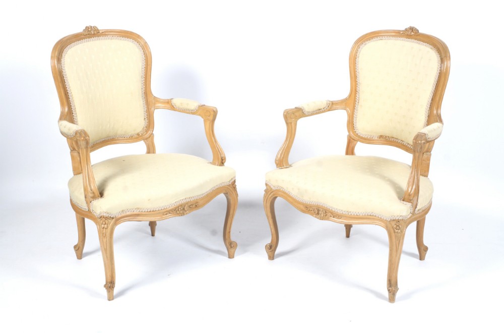Pair of upholstered fautiels or armchairs 