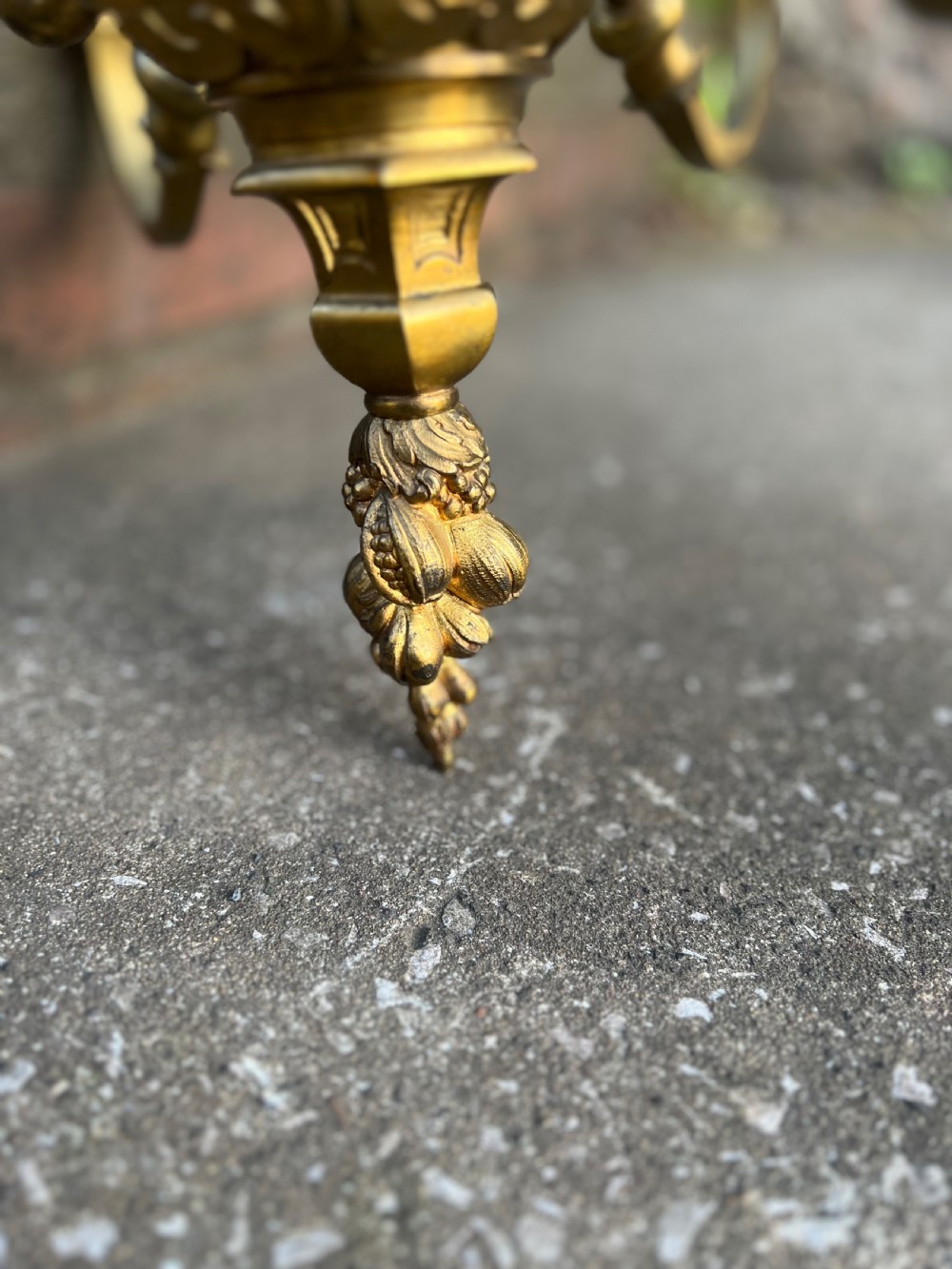Edwardian heavy brass six armed ceiling light  View V