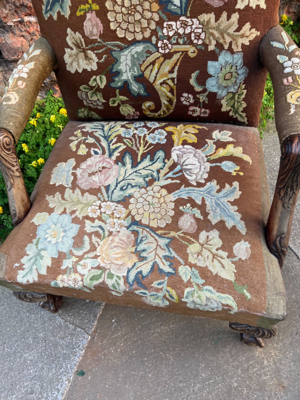 C18th carved mahogany Gainsborough armchair  View II