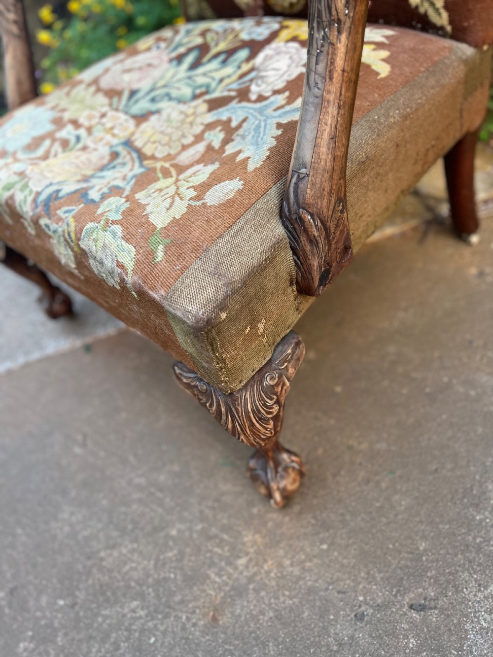 C18th carved mahogany Gainsborough armchair  View VIII
