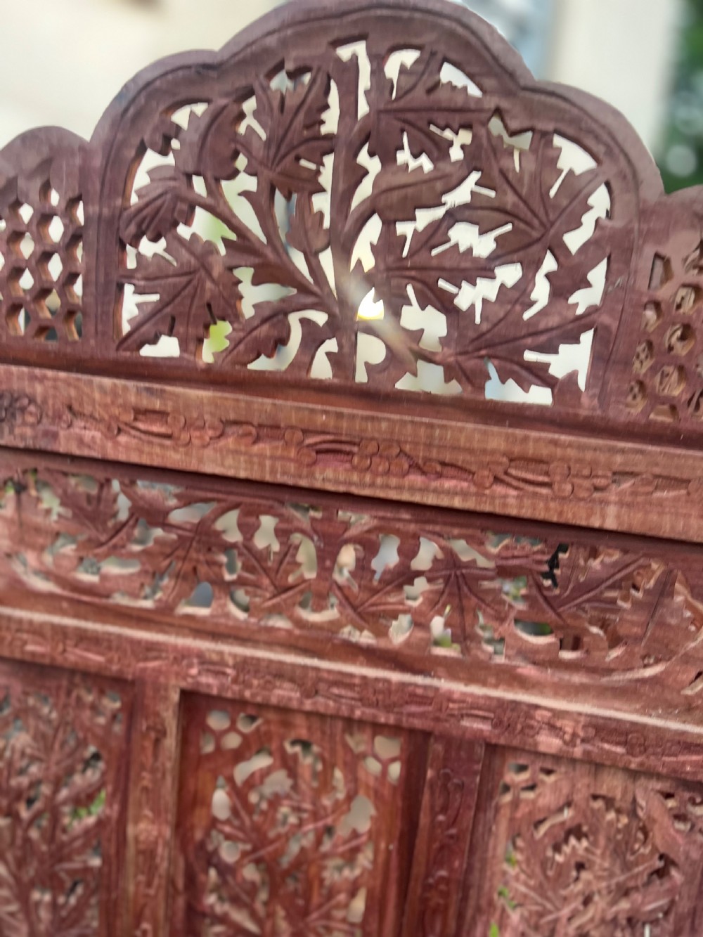 Carved wooden four fold screen View VI