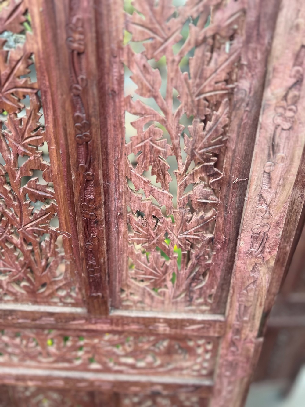 A carved wood Indian four fold screen  View IV