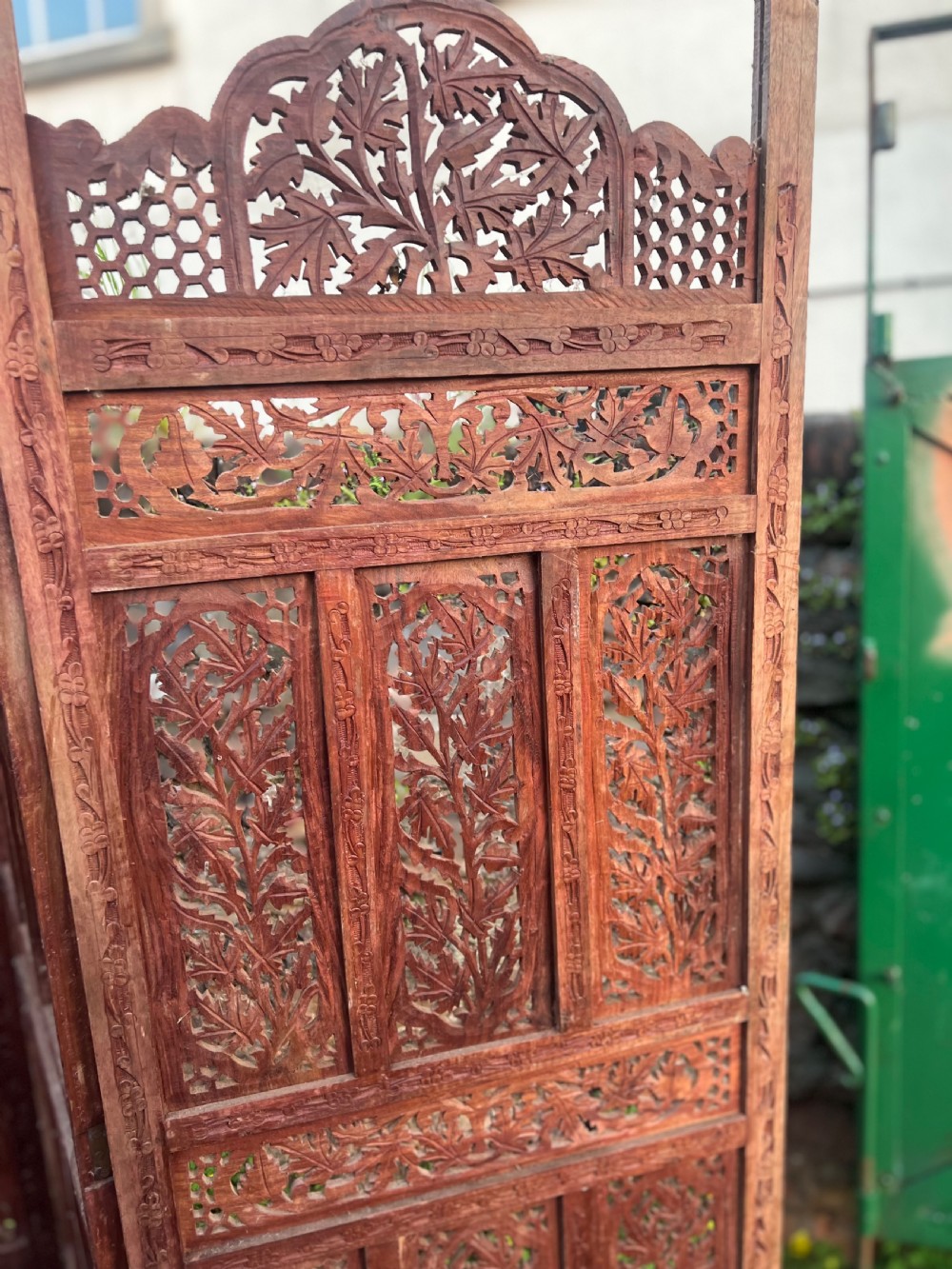 A carved wood Indian four fold screen  View VII