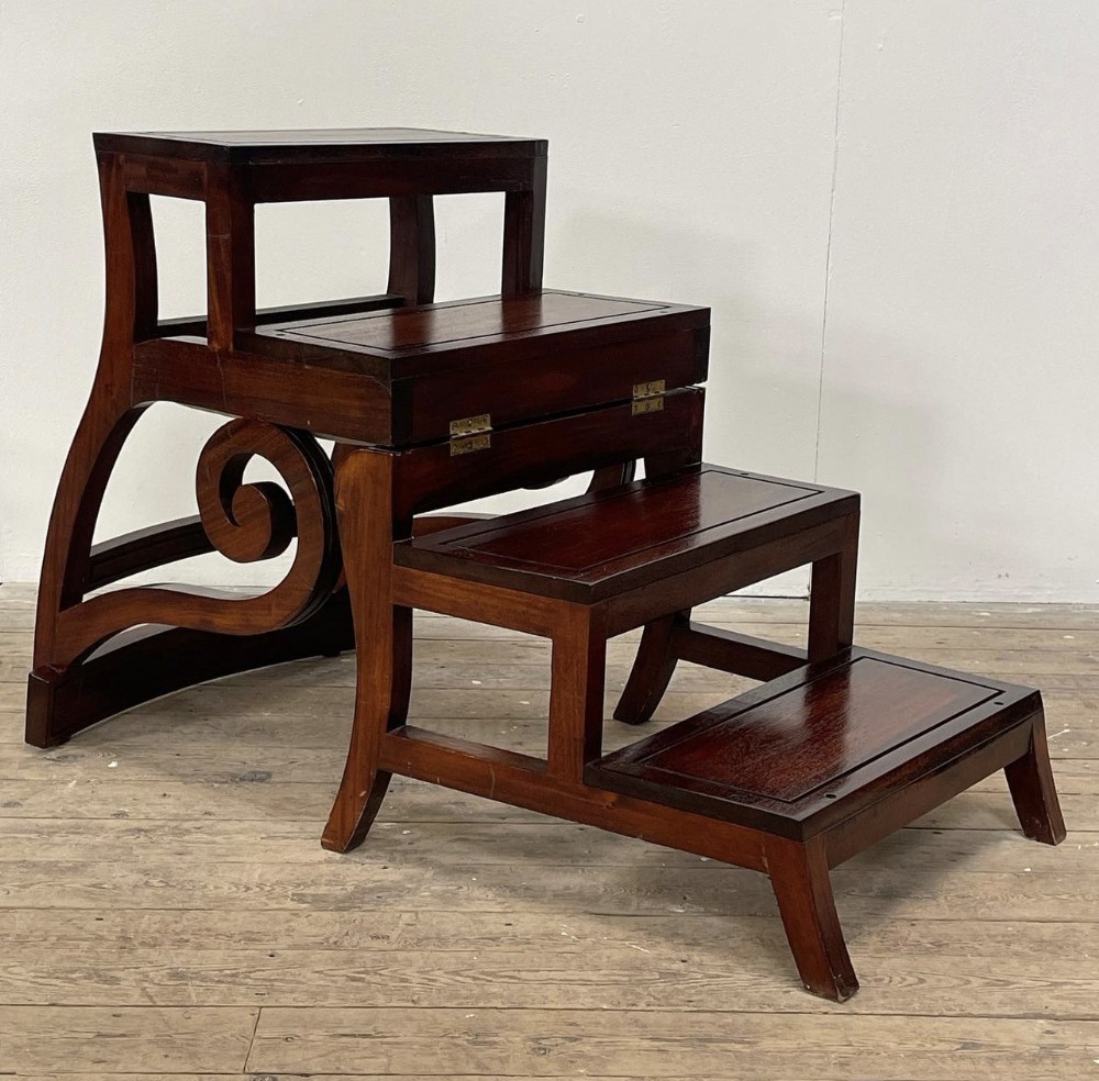 Mahogany library armchair metamorphic library steps 