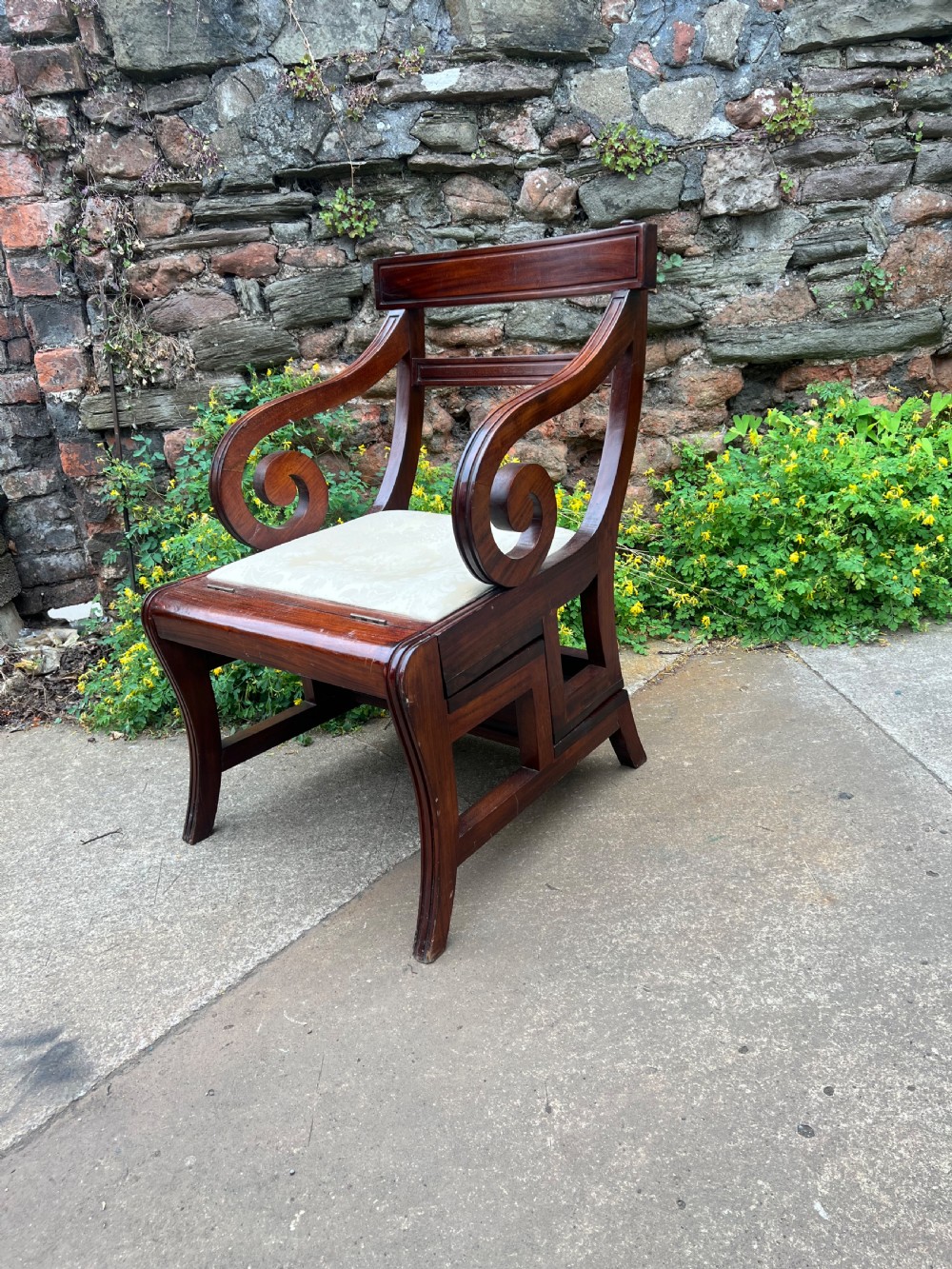 Mahogany library armchair metamorphic library steps  View VI