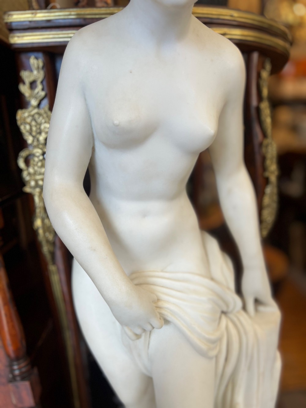 Large marble statue of Venus at her bath after Etienne Maurice Falconet ( French 1716-1791 ) 34 inches tall  View IV