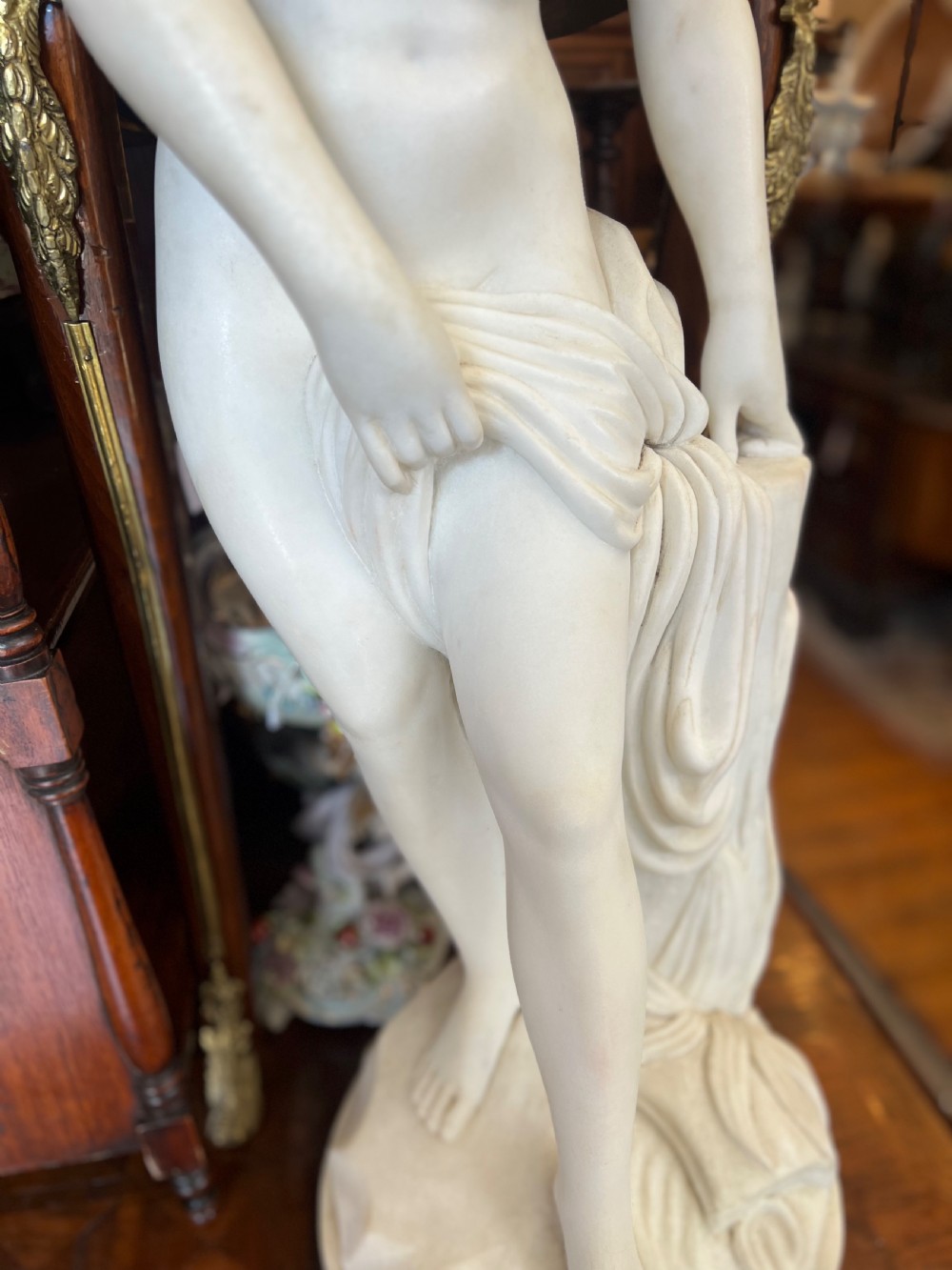 Large marble statue of Venus at her bath after Etienne Maurice Falconet ( French 1716-1791 ) 34 inches tall  View V
