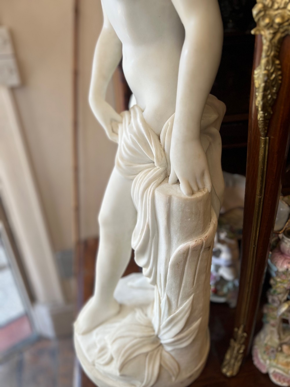 Large marble statue of Venus at her bath after Etienne Maurice Falconet ( French 1716-1791 ) 34 inches tall  View VIII