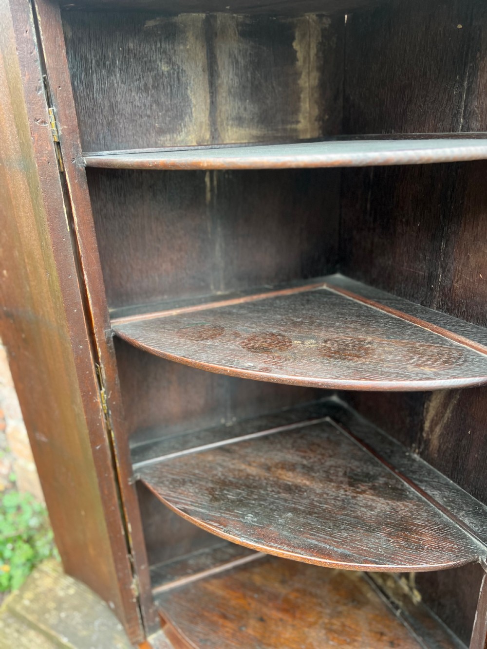 George III Flame mahogany bow fronted corner cupboard  View III