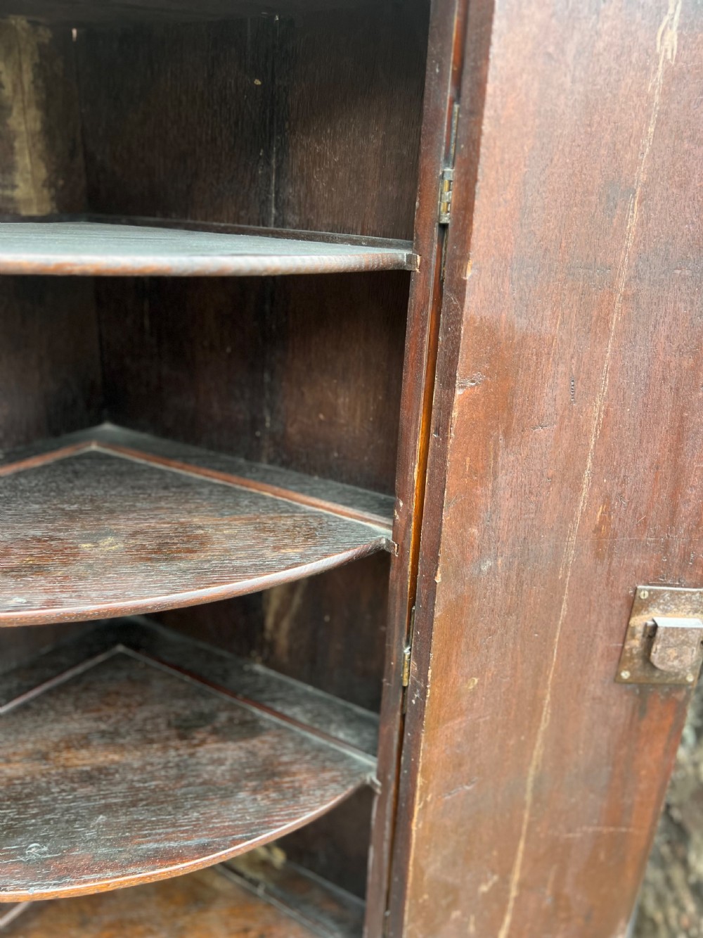 George III Flame mahogany bow fronted corner cupboard  View IV