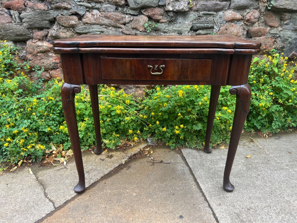 George II mahogany card table with sunken well interior 