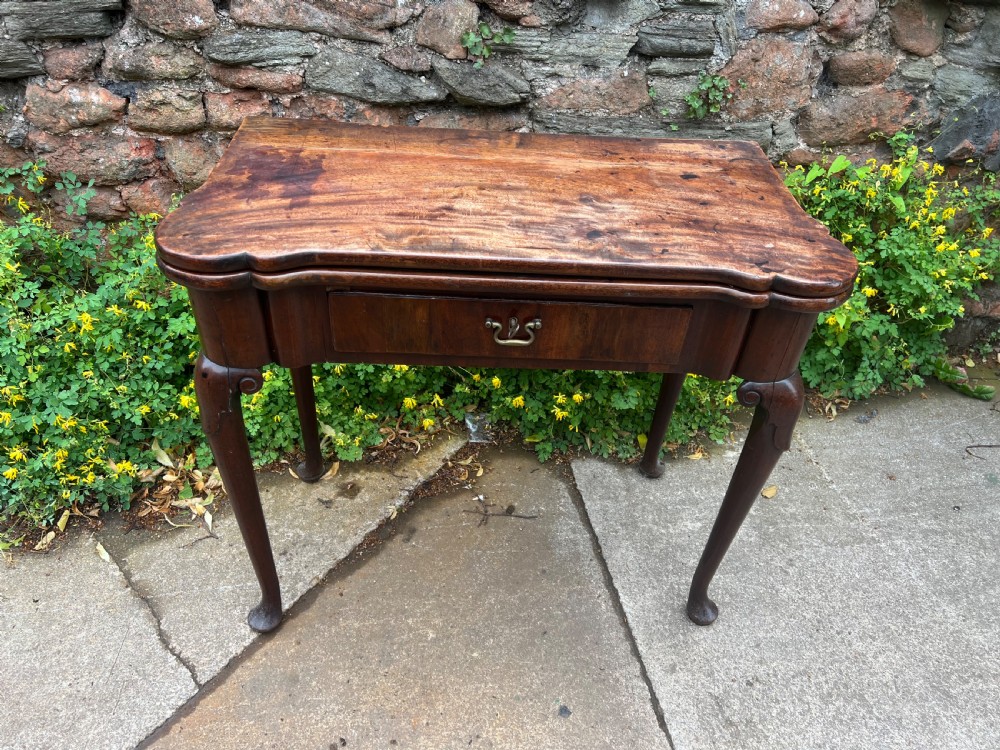 George II mahogany card table with sunken well interior  View II
