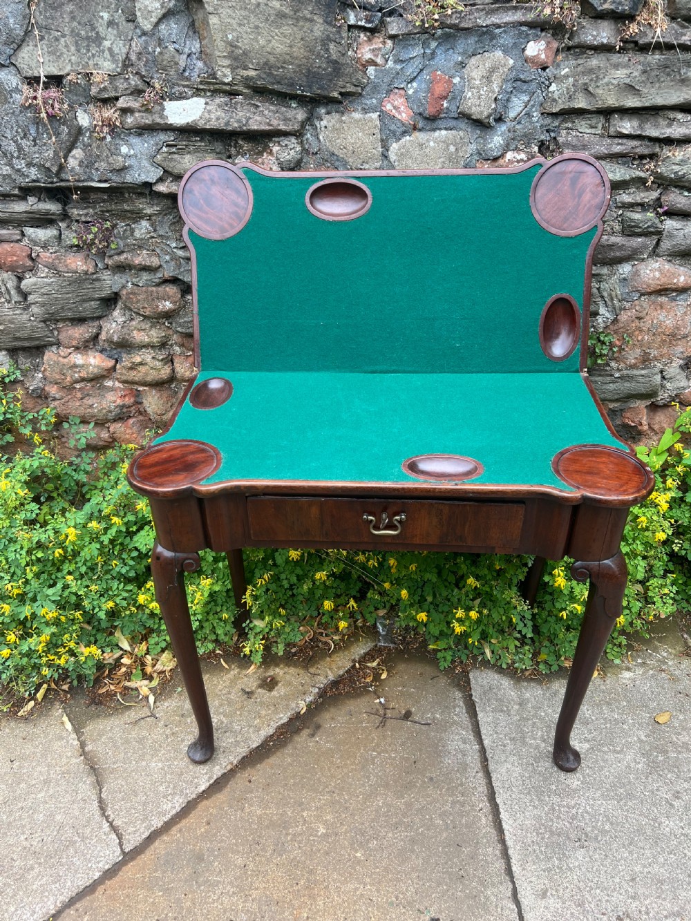 George II mahogany card table with sunken well interior  View VI