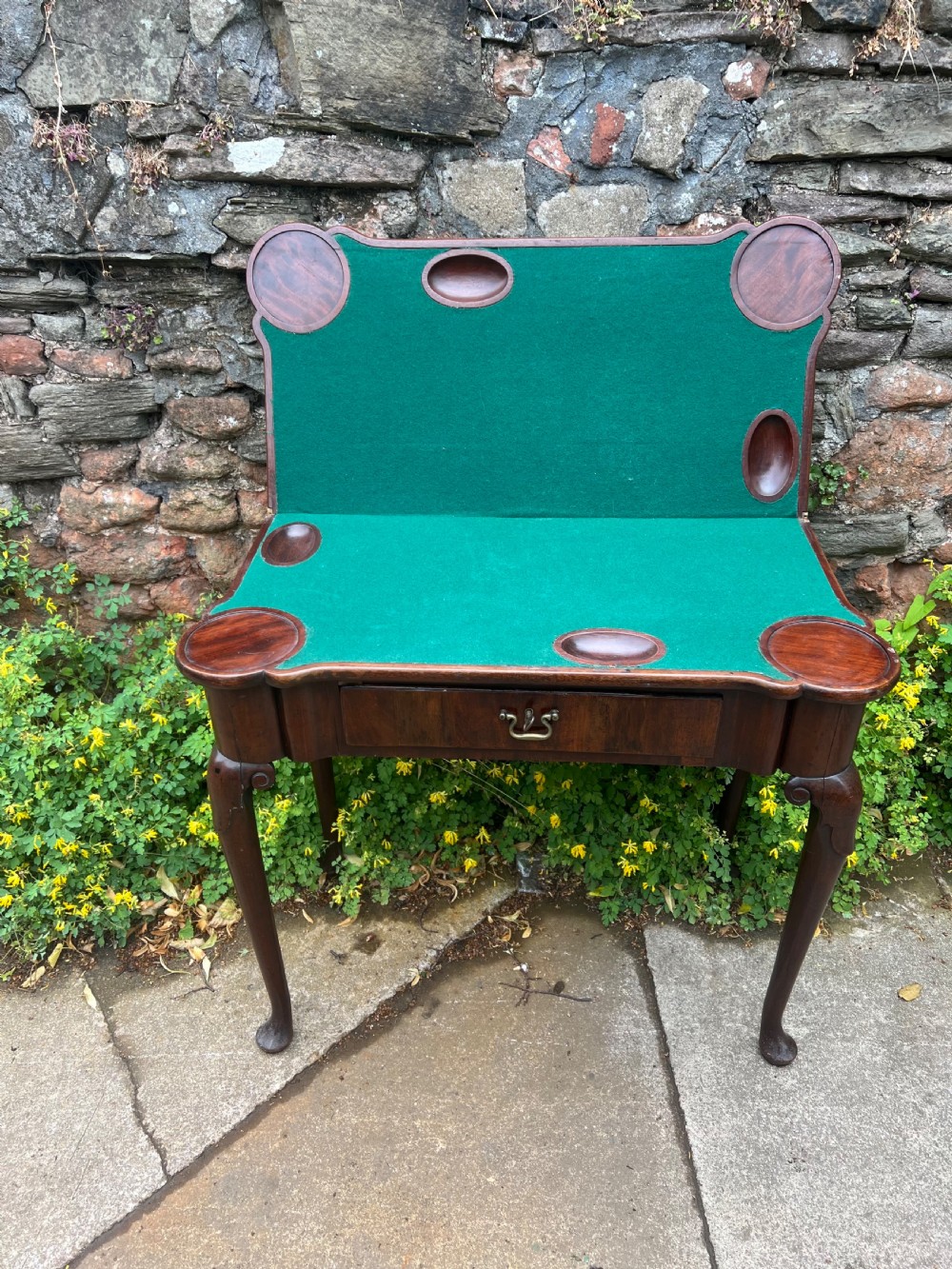 George II mahogany card table with sunken well interior  View VII