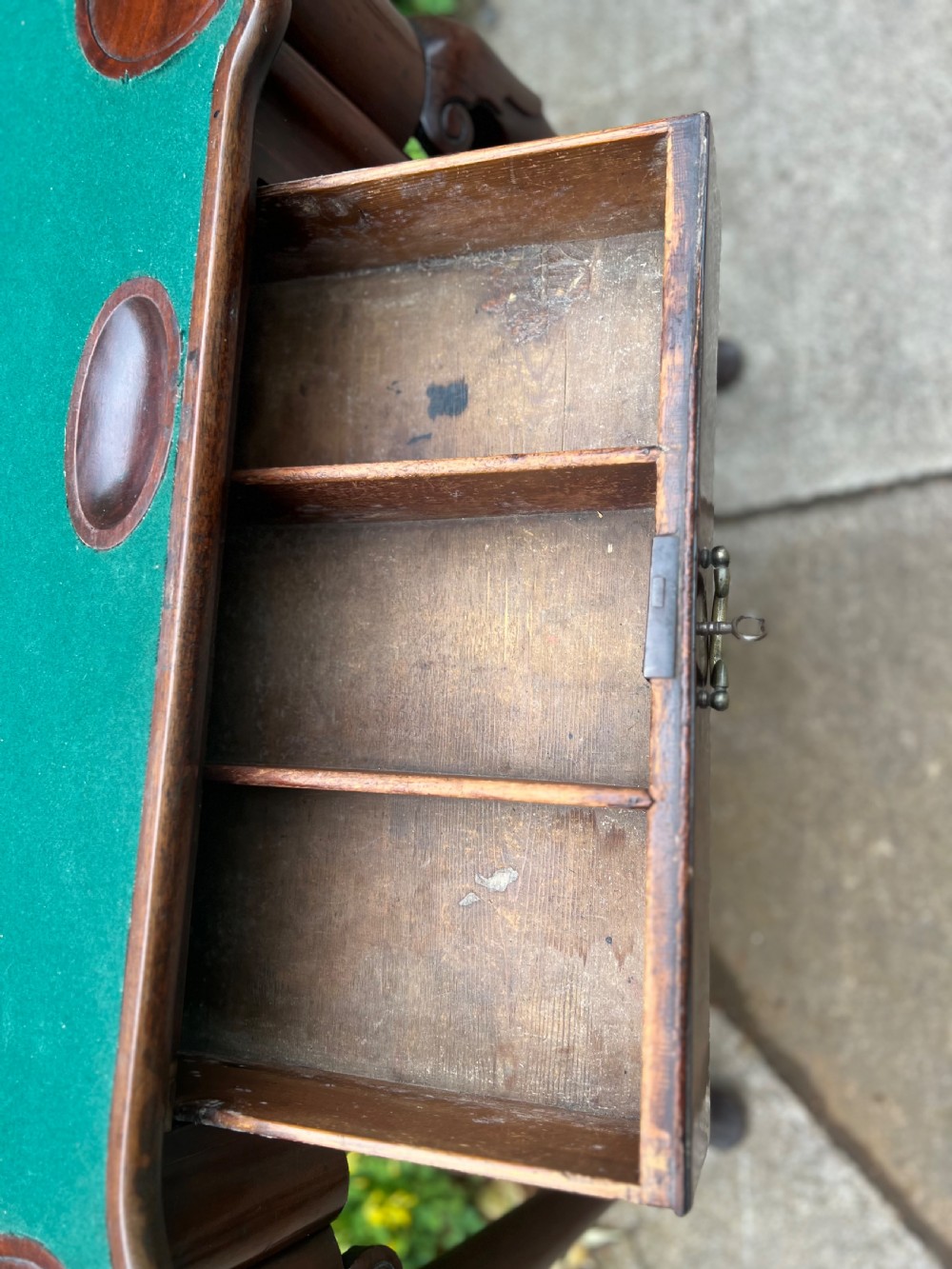 George II mahogany card table with sunken well interior  View VIII