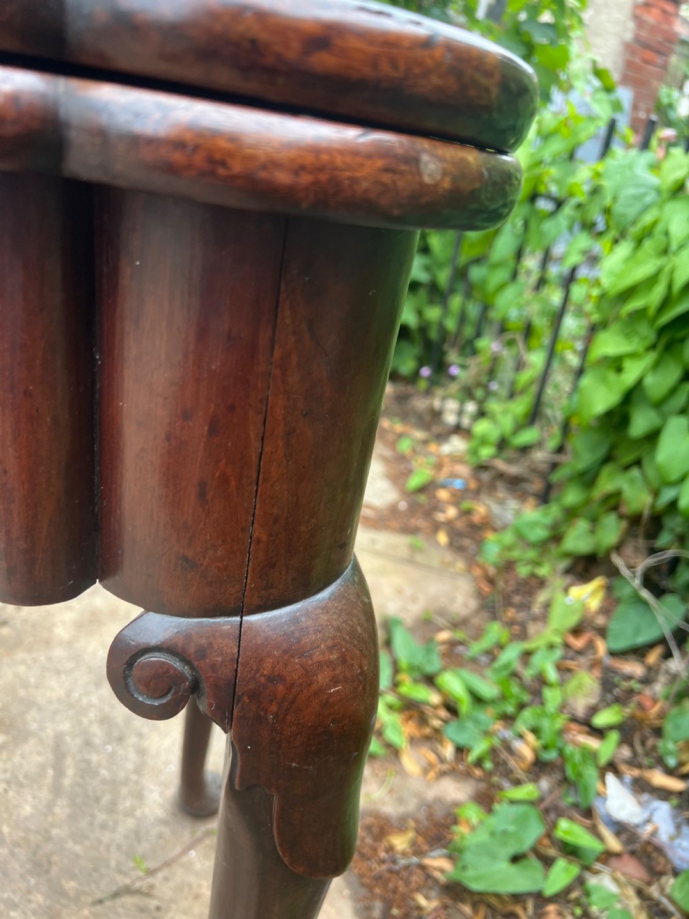 George II mahogany card table with sunken well interior  View XIII