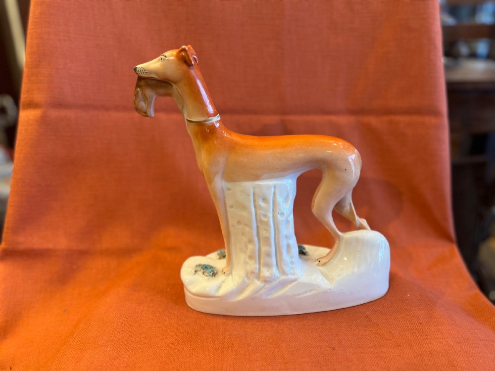 Pair of large Staffordshire greyhounds with hares in their  mouths  View VII
