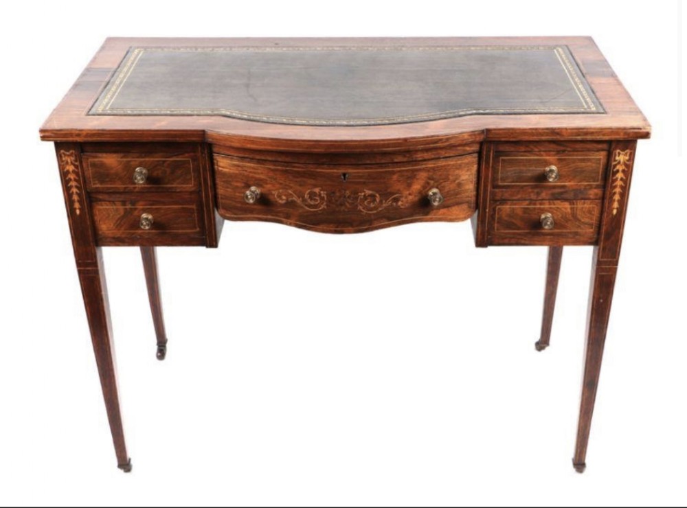 Late C19th inlaid rosewood writing table 