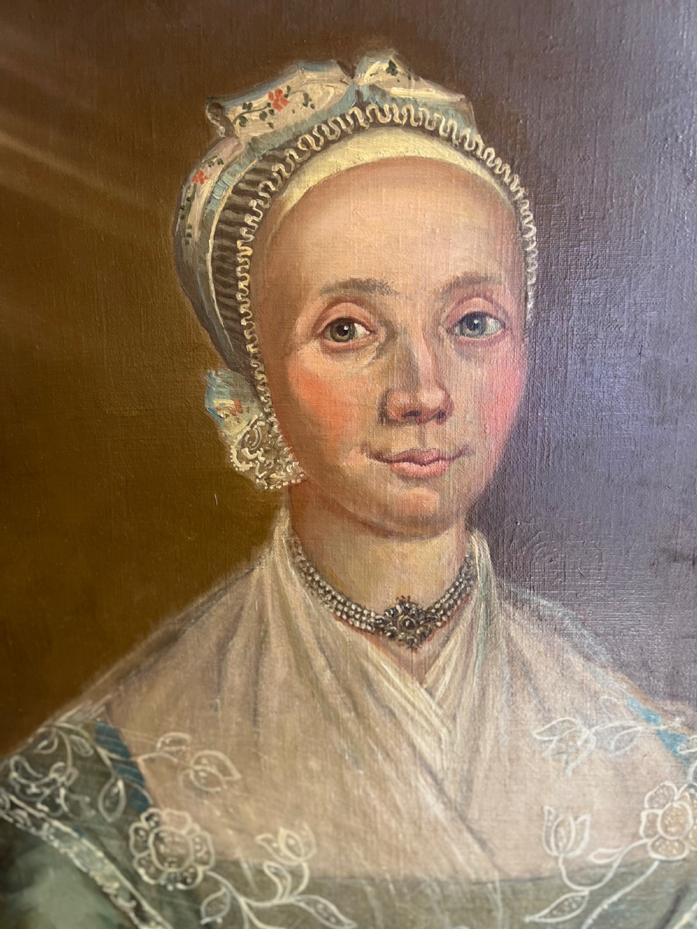 An C18th pair of oil on canvas portraits copied in the 1930s  View V