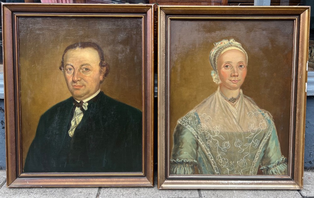 An C18th pair of oil on canvas portraits copied in the 1930s  View XIV