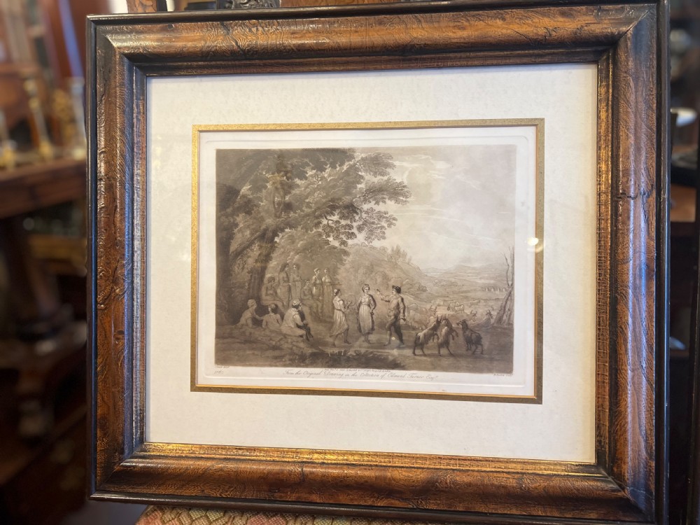 A pair of sepia stipple engravings after Claude lorrain  View II