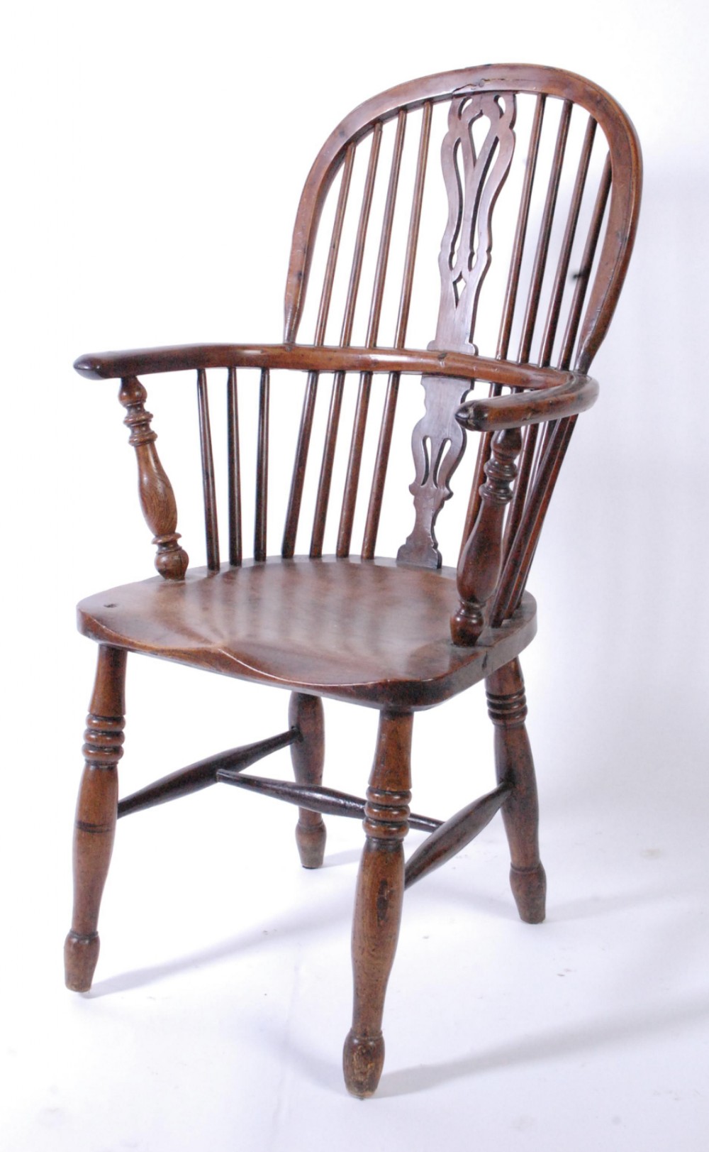 C19th Yewwood elm and beech Windsor armchair 